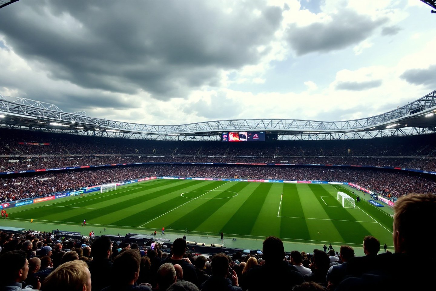 german sports stadium packed with fans, dramatic view